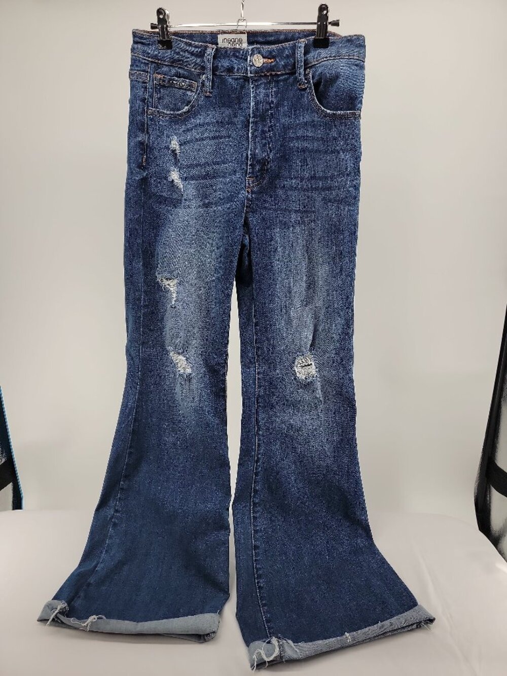 Y2K Flare Jeans Distressed High Rise Bell Bottom Medium Wash Stretch Denim 29 - Picture 2 of 10